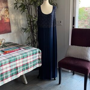Onyx Nite Navy Blue Dress with Silver Accents